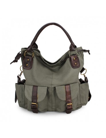Women Multi-pocket Canvas Handbags Casual Crossboody Bag Leisure Shopping Shoulder Bags