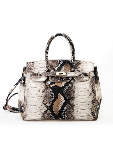 Snake Pattern Faux Leather Handbag Shoulder Bag For Women