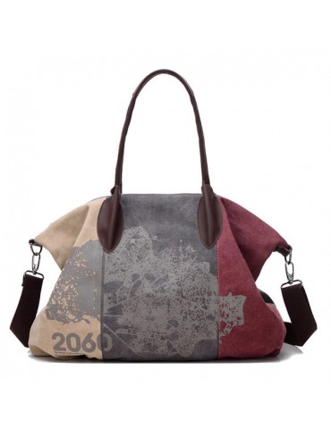 Women Flower Pattern Casual Canvas Handbag Bucket Bags Shoulder Bag