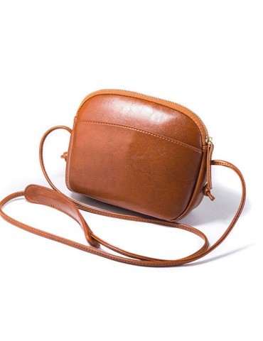Women Solid Leisure Mini Shell Bags Vintage Phone Bags Faux Leather Crossbody Bags