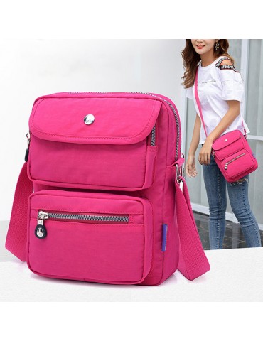 Women Nylon Travel Passport Bag Crossbody Travel Bag Waterproof Double Layer Shoulder Bag