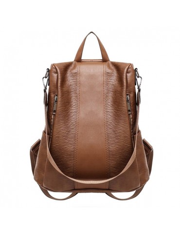 Women Leisure Large Capacity Travel Backpack Multi-function Soft Leather Shoulder Bag