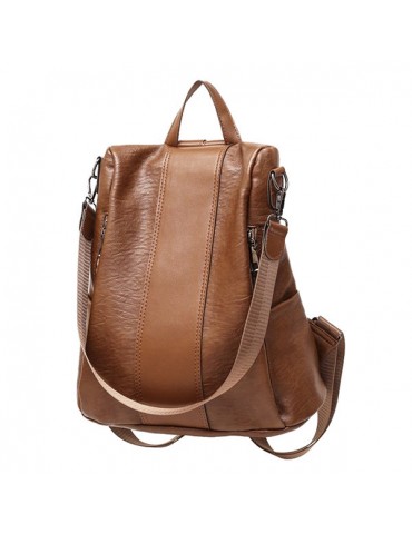 Women Leisure Large Capacity Travel Backpack Multi-function Soft Leather Shoulder Bag