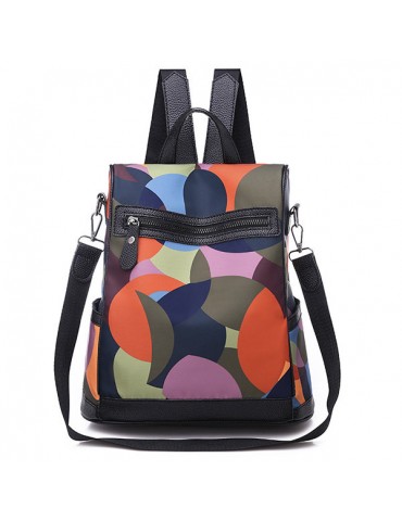 Women Colorblock Casual Oxford Backpack Multi-function Shoulder Bag