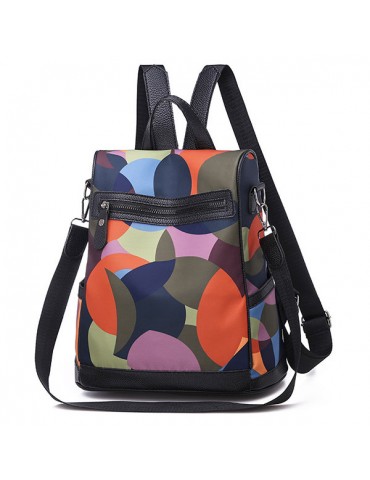 Women Colorblock Casual Oxford Backpack Multi-function Shoulder Bag