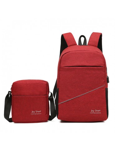 Women Nylon 2 PCS Backpack Solid Large Capacity Crossbody Bag