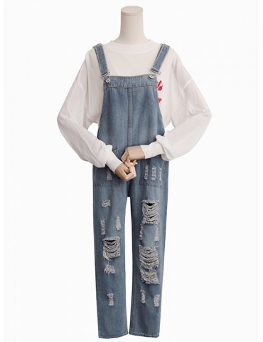 Casual Sleeveless Nine Points Harem Jeans Rompers