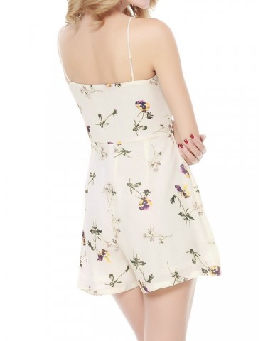 Beautiful Floral Print Backless Camisole Jumpsuit For Women