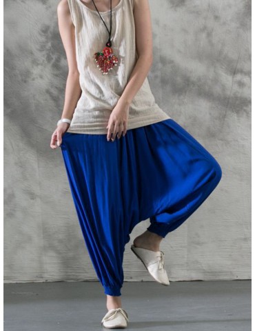 Loose Solid Color Casual Harem Pants For Women