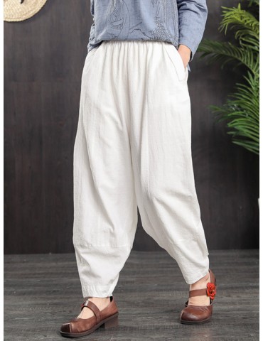 Vintage Elastic Waist Pockets Pantalettes Pants